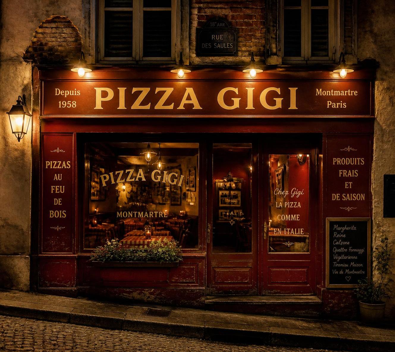 savourez la pizza gigi à montmartre, une adresse incontournable pour les amateurs de saveurs authentiques et de pizzas traditionnelles.