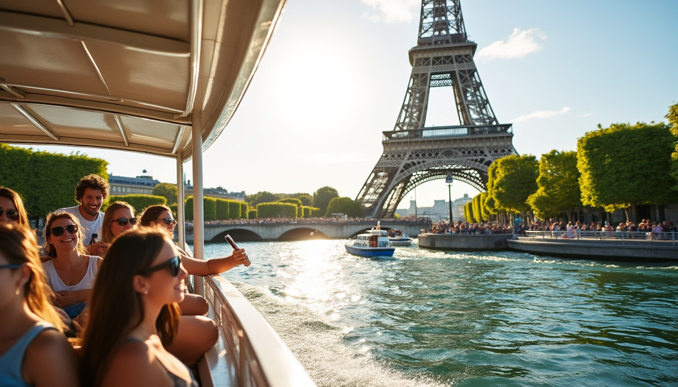 découvrez paris autrement grâce à une visite en bateau-mouche au pied de la tour eiffel. admirez les monuments emblématiques depuis la seine pour une expérience inoubliable.